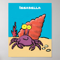 Funny niedlicher lila Cartoon Einsiedlerkrabbe
