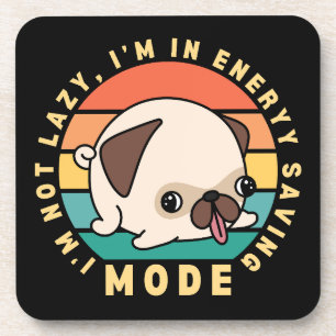 Funny Niedlicher Mops Dog Lazy Quote Retro Sonnenu Getränkeuntersetzer