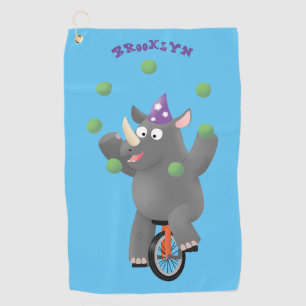 Funny niedlicher Nashorn jonglieren auf Einrad Golfhandtuch