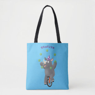 Funny niedlicher Nashorn jonglieren auf Einrad Tasche