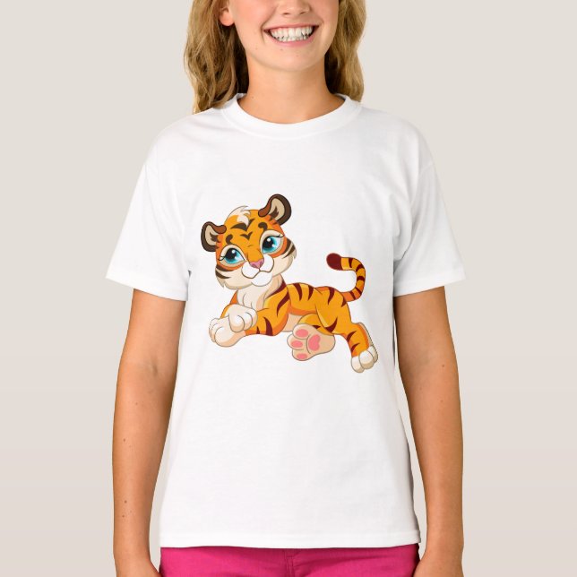 Funny niedlicher Tiger T-Shirt (Vorderseite)