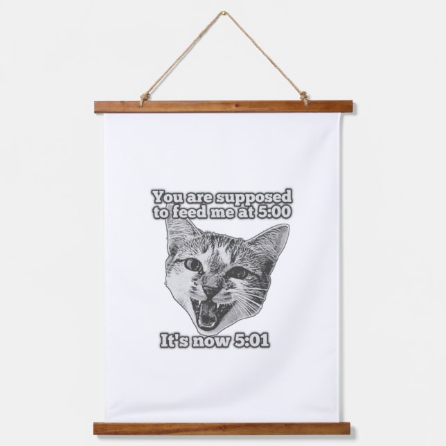 Funny niedliches Katzenmem für Katzengänger und Ka Wandteppich Mit Holzrahmen (Vorderseite)