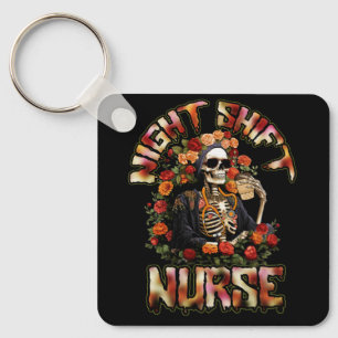 Funny Night Shift Nurse Skelett Halloween RN Nurs Schlüsselanhänger