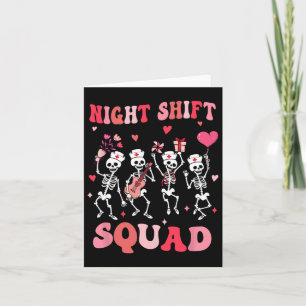Funny Night Shift Squad Nurses Skeleton Tanz VN Karte