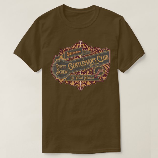 Funny Nightclub Rusty Screw Gentlemens Club T-Shirt (Design vorne)