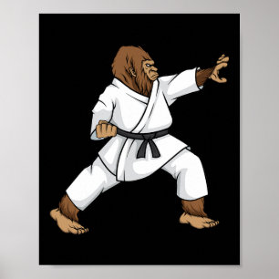 Funny Ninja Bigfoot Doing Karate mit Samurai Desi Poster