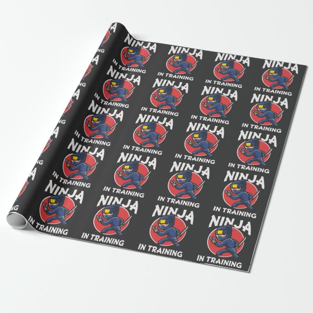 Funny Ninja Kind im Training Geschenkpapier (Ungerollt)