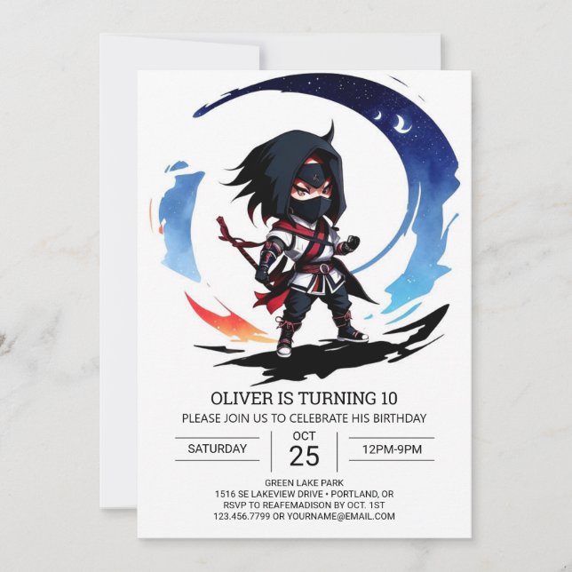 Funny Ninja Secret Agent Geburtstag Einladung (Vorderseite)
