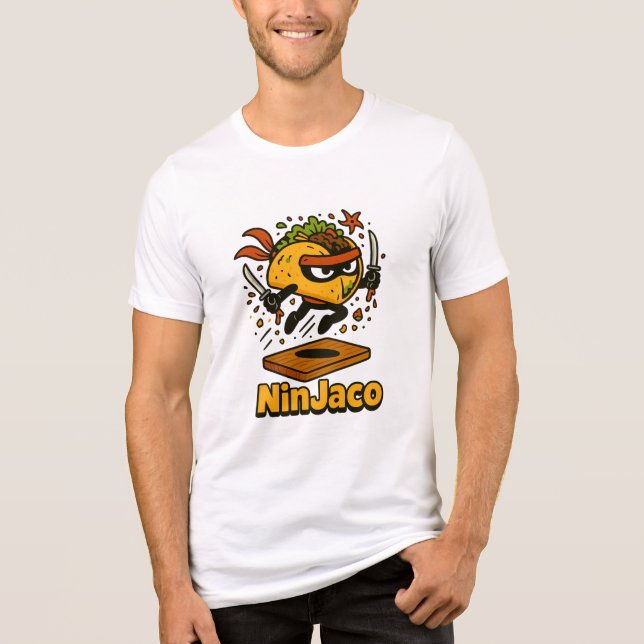 Funny Ninja Taco "NinJaco" Cartoon Design Tri-Blend Shirt (Vorderseite)