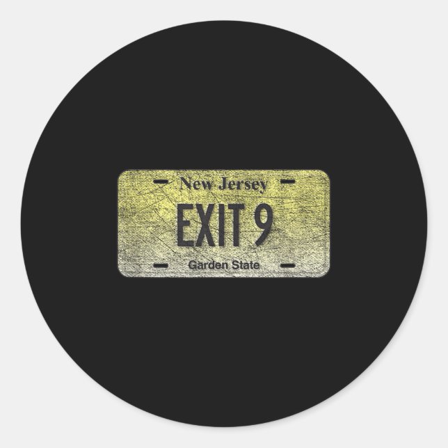 Funny Nj State Vanity License Plate Exit 9  Runder Aufkleber (Vorderseite)
