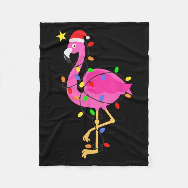 Funny Nk Flamingo In Weihnachtsmannmütze Weihnacht Fleecedecke (Vorderseite)