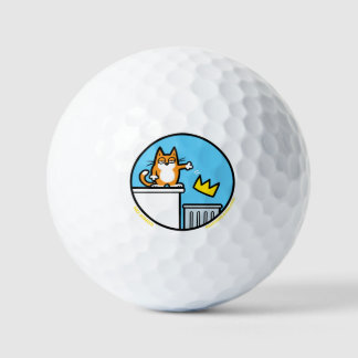 Funny No Kings Cat Cartoon on Golf Balls Golfball