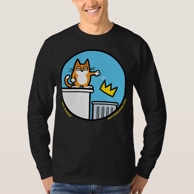 Funny No Kings Cat Cartoon on long sleeve shirt  (Vorderseite)