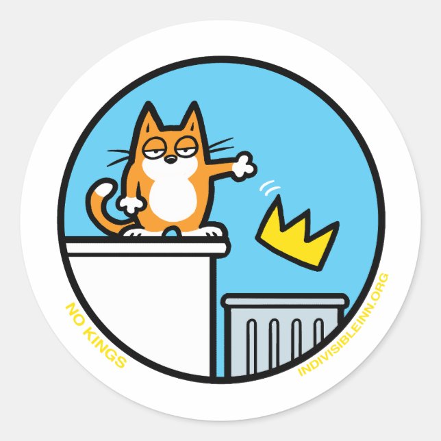 Funny No Kings Cat Cartoon Stickers (Vorderseite)