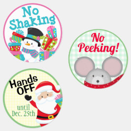 Funny "No Peeking, No Shaking, Hände Off" Santa Etiketten