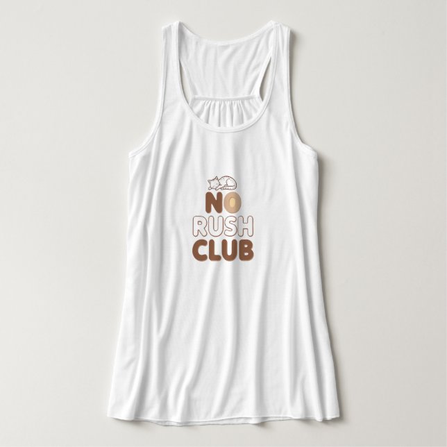 Funny "No Rush Club" with Sleeping Animal Tank Top (Design Vorderseite)
