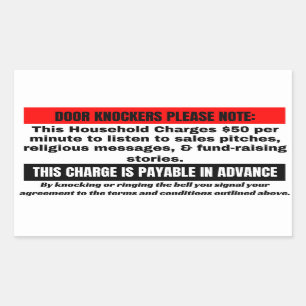 Funny No Soliciting Sign.  Türkleber bitte Rechteckiger Aufkleber