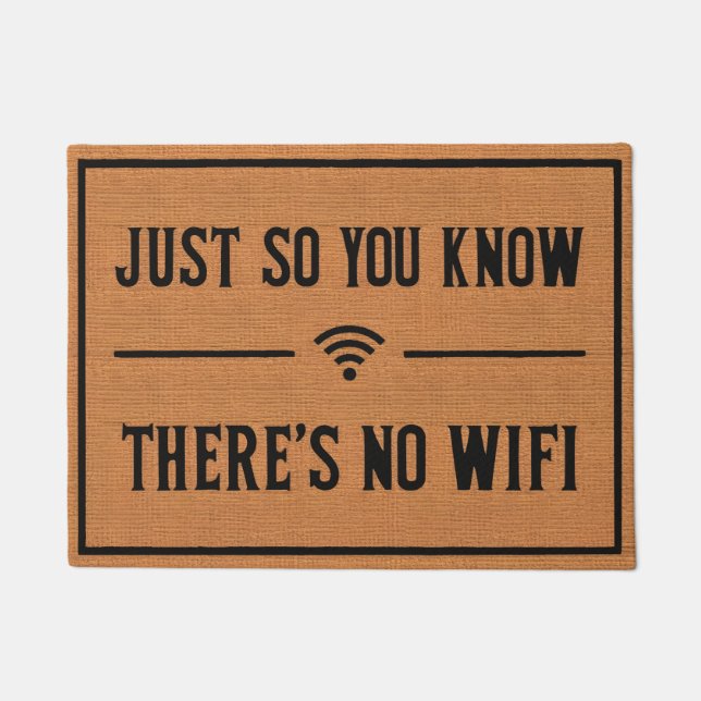 Funny No Wifi Rustikales Brown Burlap Muster Fußmatte (Vorderseite)
