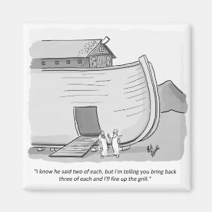 Funny Noahs Ark Grill Cartoon Spaß Magnet