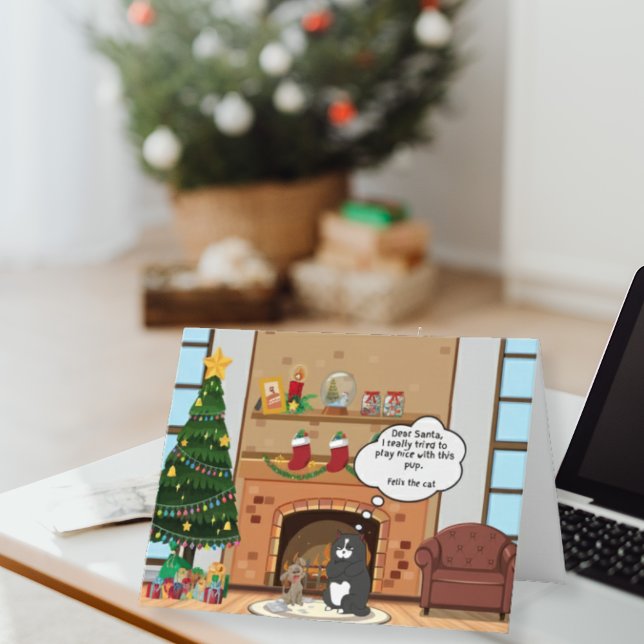 Funny Noël Humour Bah Hum Chat Carte de vacances (Créateur téléchargé)