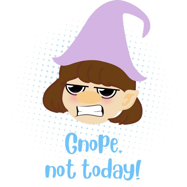 Funny Nope Not Today Text Grumpy Gnome Face T-Shirt (Von Creator hochgeladen)