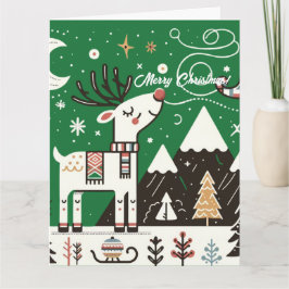 Funny Nordic Reindeer Pattern Karte