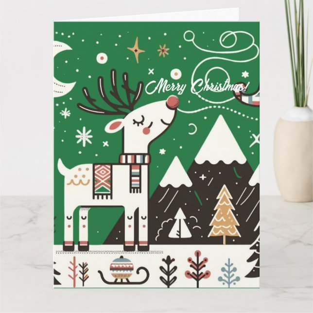 Funny Nordic Reindeer Pattern Karte (Vorderseite)