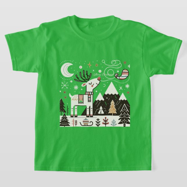 Funny Nordic Reindeer Pattern T-Shirt (Ablage )