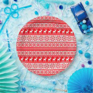 Funny Nordic Ugly Christmas Sweater Party Pappteller