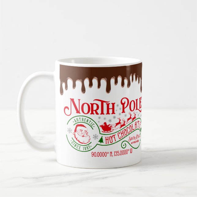 Funny North Pole Heiße Schokolade Weihnachten Kaffeetasse (Links)