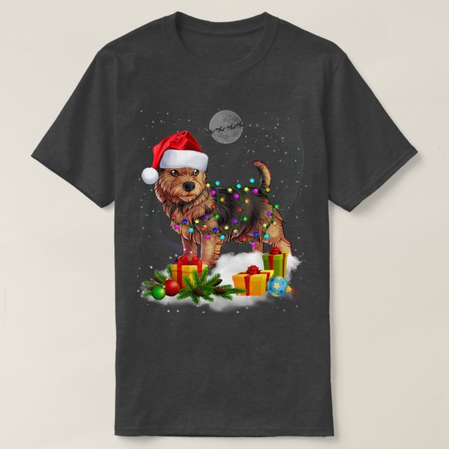 Funny Norwich Terrier Dog Weihnachtslicht Weihnach T-Shirt (Design vorne)