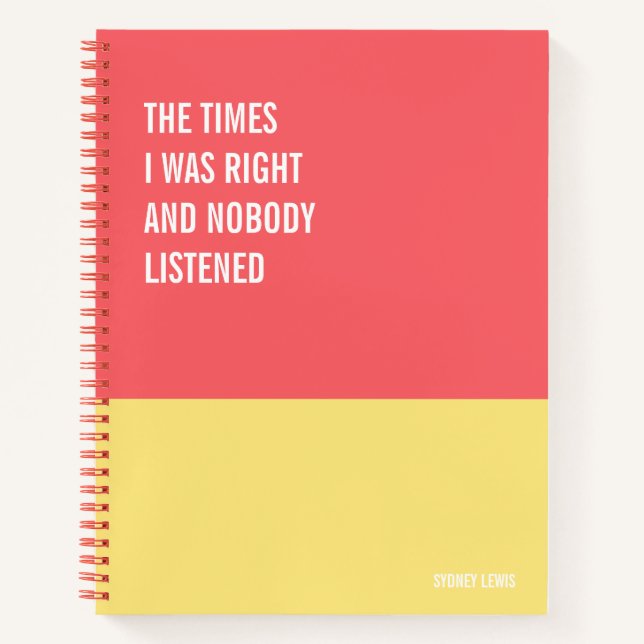 Funny Notebook, Humorvolles Writing Pad Journal, H Notizbuch (Vorderseite)