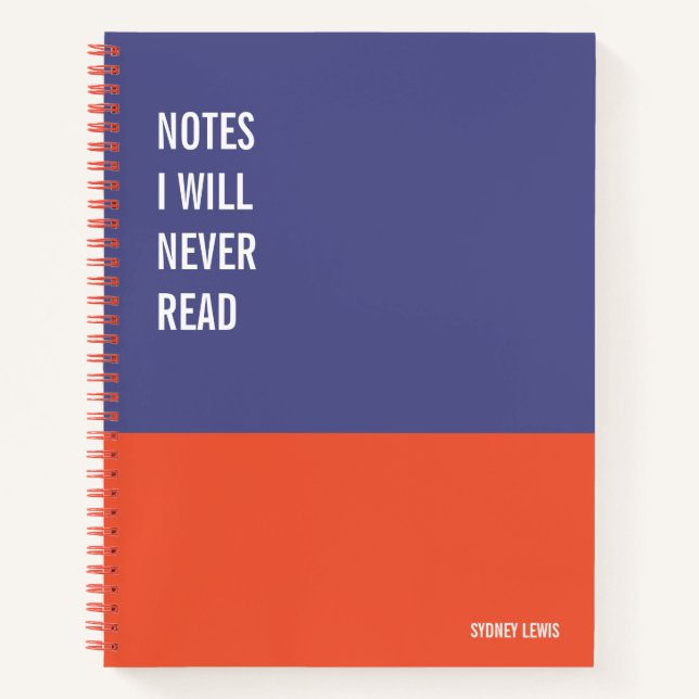Funny Notebook, Humorvolles Writing Pad Journal, H Notizbuch (Vorderseite)