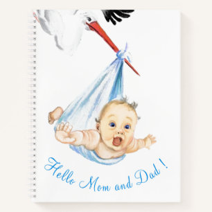 Funny Notebook Storch Carried Baby - Custom Text Notizbuch