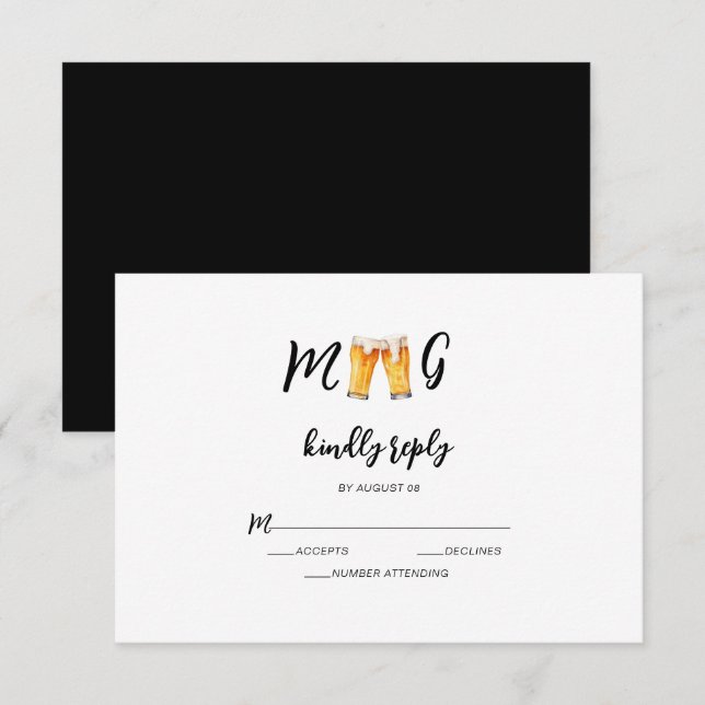 Funny Nothing Extravagante Liebe Freie Bier Lässig RSVP Karte (Vorne/Hinten)
