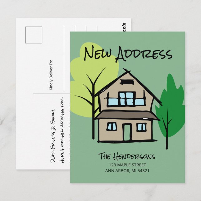 Funny Nouvelle Adresse Moving Carte postale Faire- (Devant / Derrière)