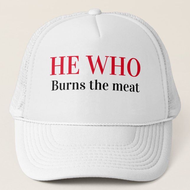 Funny Novelty Baseball ER, DER FLEISCH VERBRINGT Truckerkappe (Vorderseite)