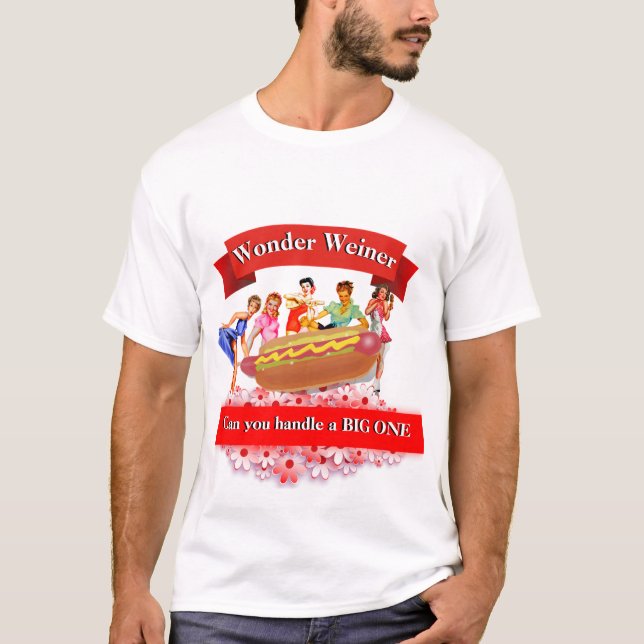 Funny Novelty Graphic WONDER WEINER T-Shirt (Vorderseite)