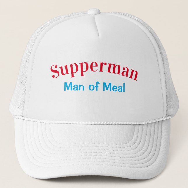 Funny Novelty SUPPERMAN MAN OF MEAL Truckerkappe (Vorderseite)