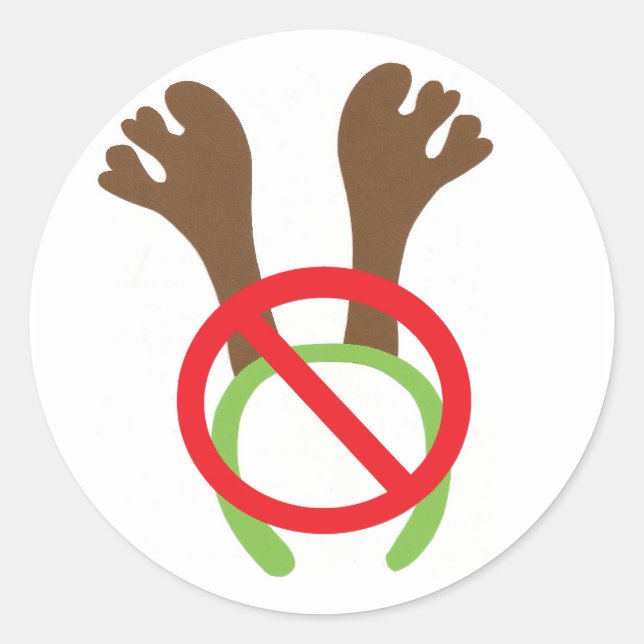 Funny Novelty Weihnachts-Antler verboten Schild Runder Aufkleber (Vorderseite)