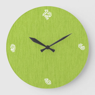 Funny Number with Green Wood Grain Große Wanduhr