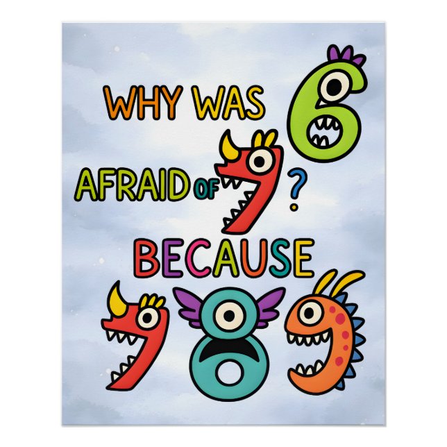 Funny Numbers Math Joke Sticker for Kids Poster (Vorderseite)
