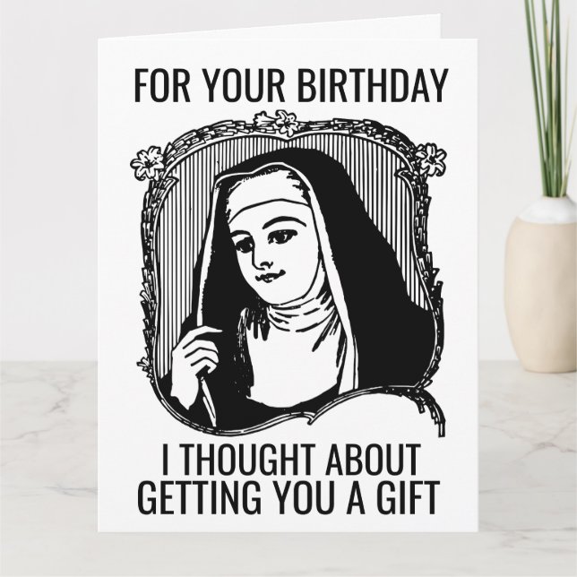 FUNNY NUN CATHOLIQUE CARTE DE SALUT D'ANNIVERSAIRE (Devant)