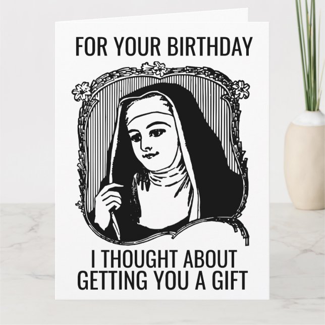 FUNNY NUN CATHOLIQUE CARTE DE SALUT D'ANNIVERSAIRE (Devant)