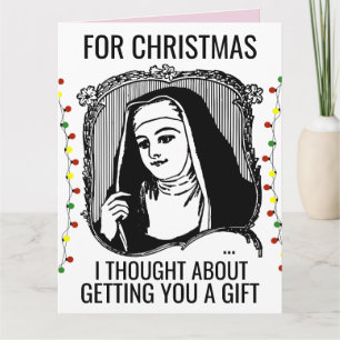 FUNNY NUN CHRITMAS CATHOLIQUE GRANDE CARTE DE SALU