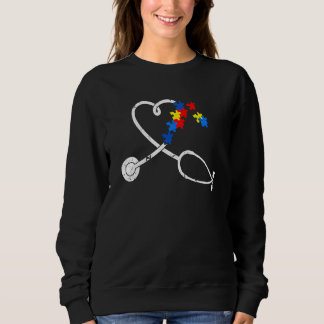 Funny Nurse Autism Puzzle Stethoscope Herz Sweatshirt