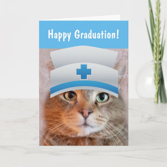 Funny Nurse Cat Abschluss Karte (Vorderseite)