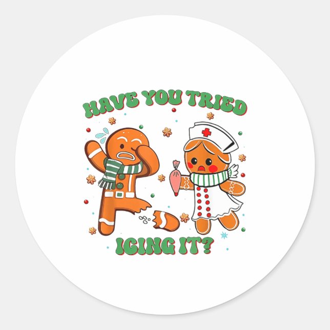 Funny Nurse Christmas, Have You Tried Icing It  Runder Aufkleber (Vorderseite)