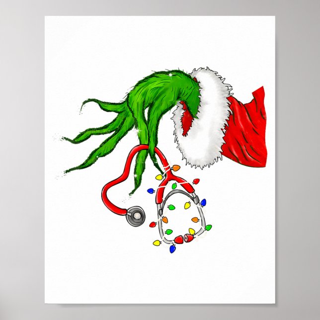 Funny Nurse Christmas Stethoscope Nurses Xmas Ligh Poster (Vorne)