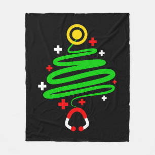Funny Nurse Christmas Tree Stethoscope Gift Shirt Fleecedecke